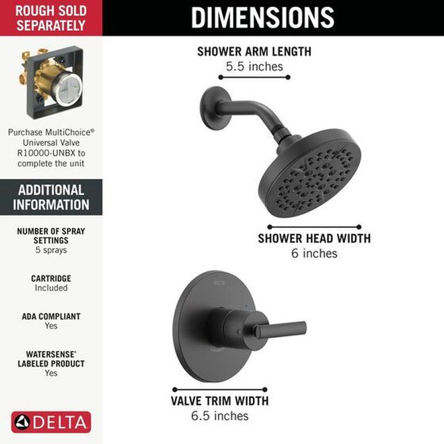 Delta Altado™ Monitor® 14 Series Matte Black Shower Trim-1