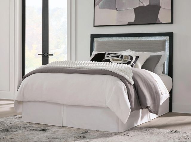 Signature Design by Ashley® Raechalla Black/Gray King Upholstered Panel Headboard-1