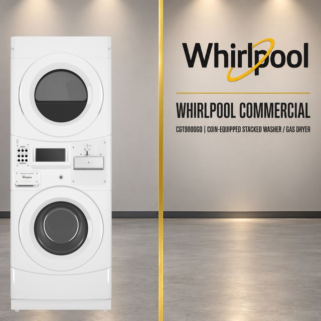 Whirlpool Commercial 3.1 Cu. Ft. Washer / 6.7 Cu. Ft. Gas Dryer Stack - Coin Equipped, White-2