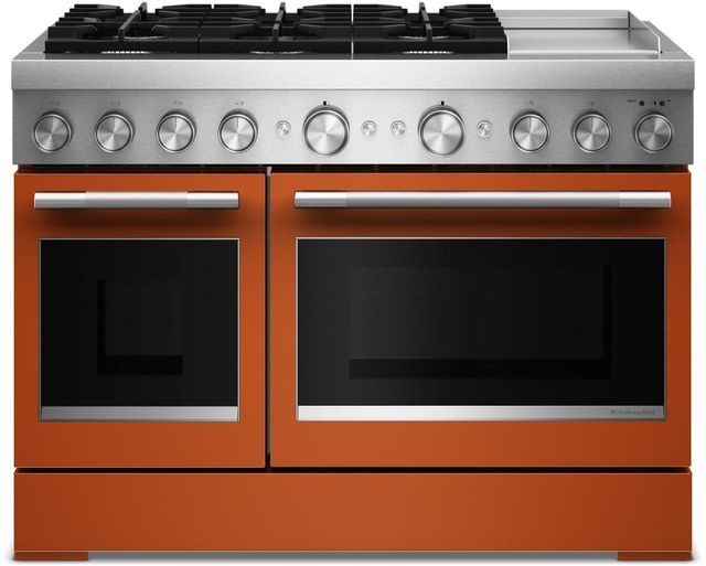 KitchenAid® 48" Scorched Orange Pro Style Duel Fuel Range with Griddle-0