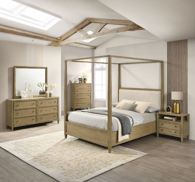 Crown Mark Sienna Natural Queen Canopy Bed-1