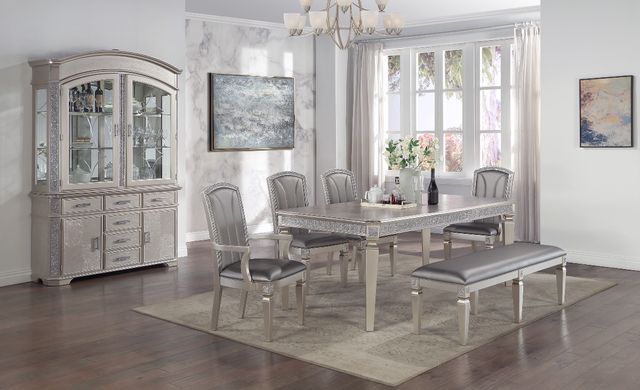Crown Mark Klina Gray/Silver Dining Bench-1