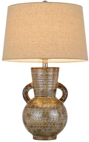 Cal® Lighting & Accessories Arluno Beige/Patina Bronze Table Lamp-0