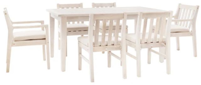 Linon Svana 7-Piece Natural Fabric/Wooden Outdoor Dining Set-0