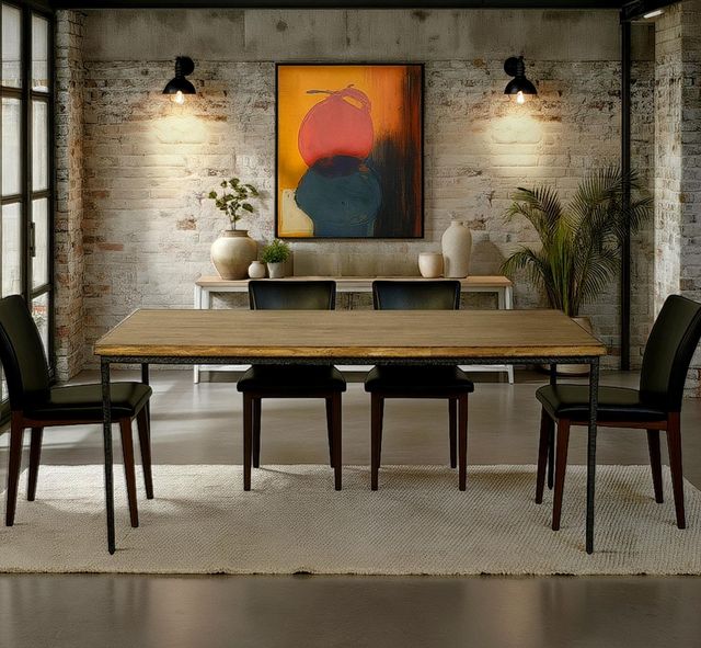 Nest Home Collections Chloe Antique Natural Dining Table with Black Base-1