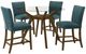Coaster® Paxton 5-Piece Brown/Teal Blue Round Counter Dining Table Set-0