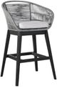 Armen Living Tutti Frutti Black/Gray Fabric/Rope/Wood Outdoor Bar Stool-0