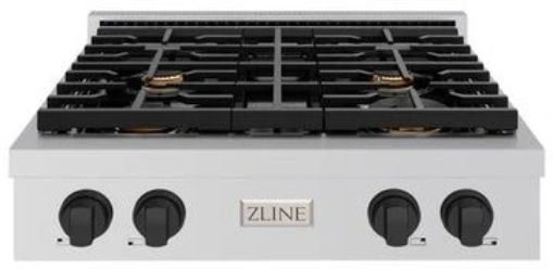 ZLINE Paramount Autograph Edition 30" Stainless Steel Gas Cooktop with Matte Black Accents-0