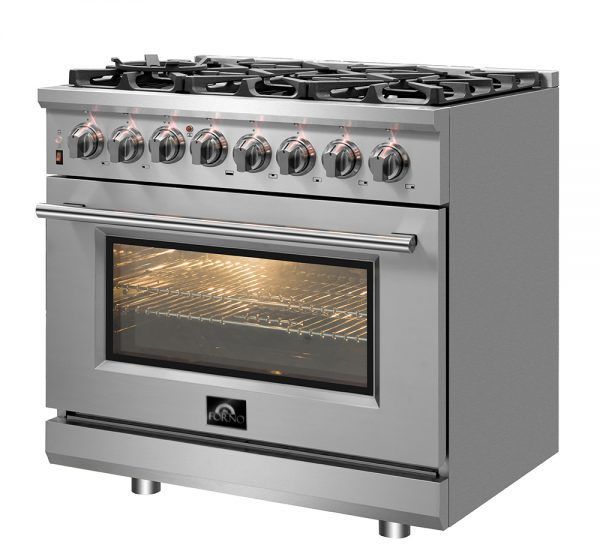 FORNO® Massimo 36" Stainless Steel Pro Style Dual Fuel Range-1
