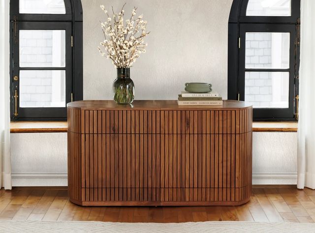 Transformer Table Transformer Royal Walnut Round Fluted Sideboard-3