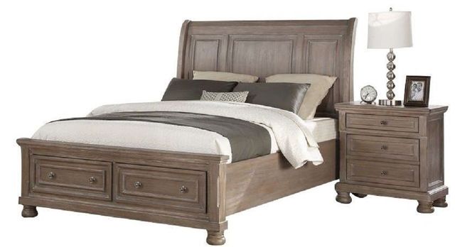 New Classic® Home Furnishings Allegra 4-Piece Pewter Queen Sleigh Storage Bedroom Set with Nightstand-1