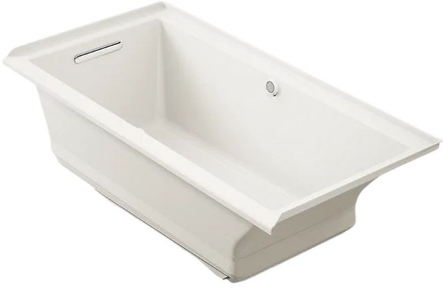 KOHLER® Underscore® Biscuit 60" x 30" Alcove Heated BubbleMassage™ Air Bath with Bask® - Left Drain-0