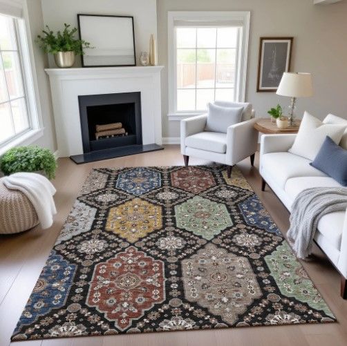 Dalyn™ Rug Company Silk Road SR7 Black 5'x8' Area Rug-4