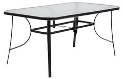 Furniture of America® Pierro Clear Glass/Metal Outdoor Dining Table with Black Base
