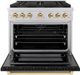 ZLINE Autograph Edition Paramount Series 36" Stainless Steel Pro Style Dual Fuel Range with Matte Black Door and Polished Gold Accents-1