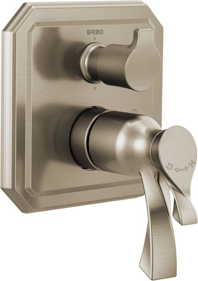 Brizo Virage® Brilliance® Brushed Nickel Tempassure® Thermostatic Valve with Integrated 6-Function Diverter Trim-0