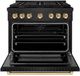 ZLINE Autograph Edition Paramount 36" Black Stainless Steel Pro Style Dual Fuel Range with Polished Gold Accents-1