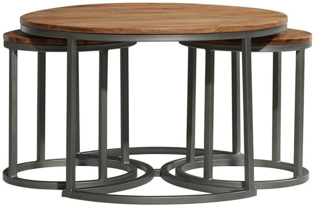 Deco Marche 3-Piece Brown Nesting Coffee Table with Gray Base-2