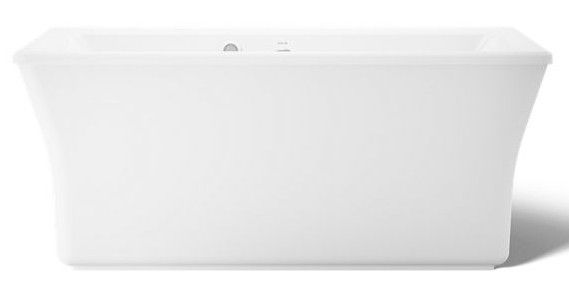 KOHLER® Stargaze® White 60" x 34" Freestanding Heated BubbleMassage™ Air Bath with Bask® Heated Surface and Straight Shroud-1