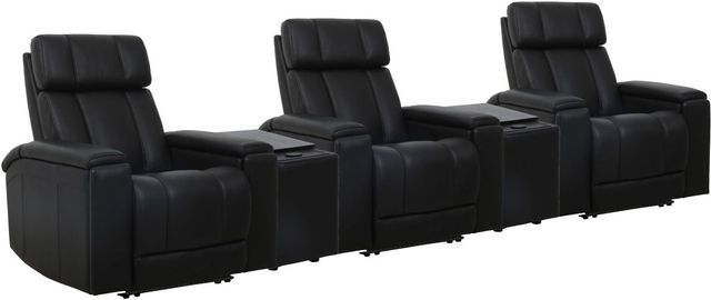 Parker House® Phoenix 5-Piece Autumn Black Leather Power Reclining Theater Seating P3-0