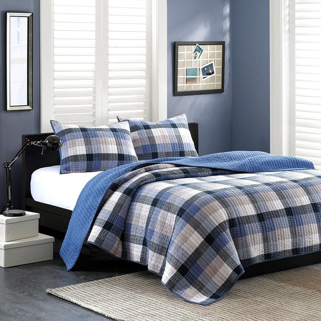 Olliix by INK+IVY Blue Full/Queen Maddox Coverlet Set-1