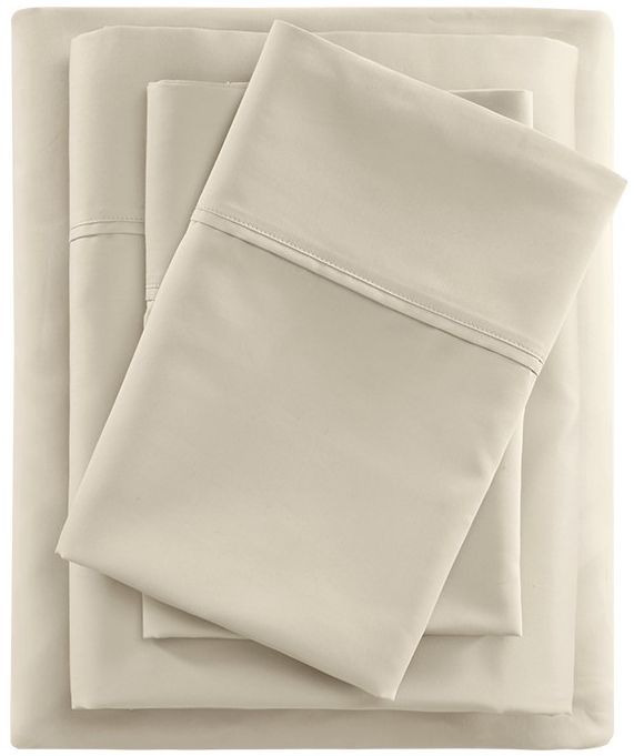 Olliix by Beautyrest Ivory Queen 400 Thread Count Wrinkle Resistant Cotton Sateen Sheet Set-0