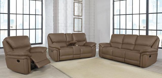 Coaster® Breton 3-Piece Mocha Brown Reclining Living Room Set-0