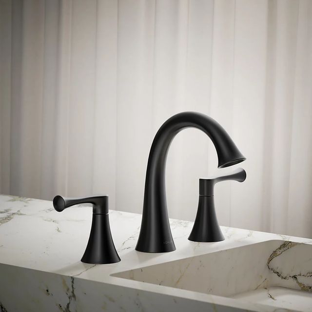 KOHLER® Buckley™ Matte Black Widespread Bathroom Sink Faucet-3