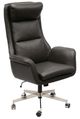 Leather Italia™ Ashton Madison Black/Silver Office Swivel Chair-0