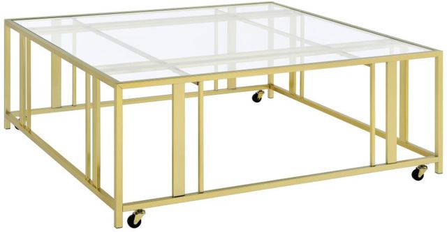 Coaster® Adri Glass Top Coffee Table with Matte Brass Base-0