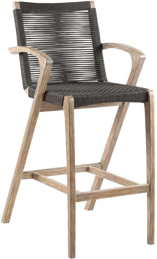 Armen Living Brielle Brown/Charcoal Rope/Wood Outdoor Counter Stool-0