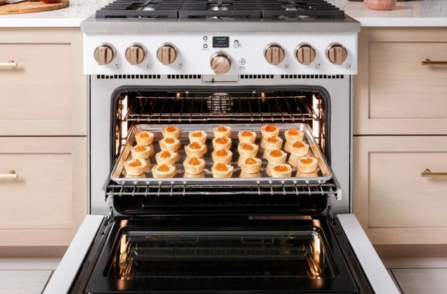 Cookies baking in a 36 inch gas range oven Cookies baking in a 36 inch gas range oven