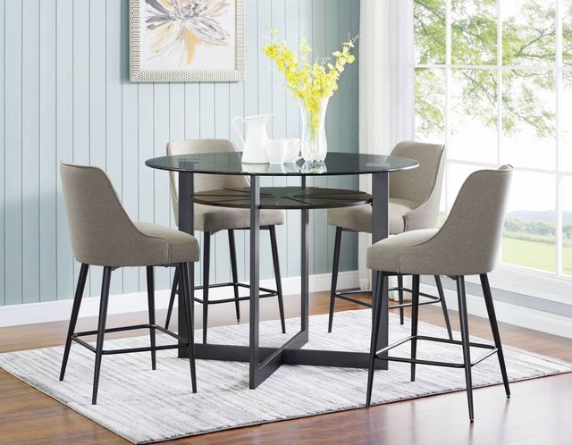 Steve Silver Co. Olson 5-Piece Caramel Glass Top Counter Height Table Set-0