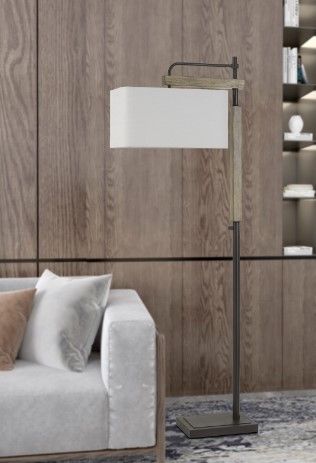 Cal® Lighting & Accessories Alloa Brozne/Wood Floor Lamp-1