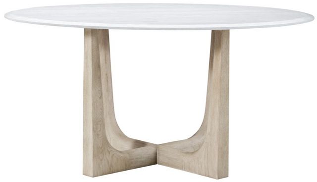 Theodore Alexander Repose White Round Dining Table with Gray Oak Base-2