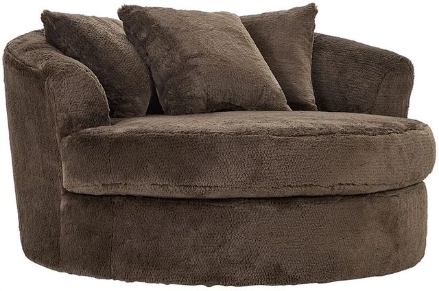 Hughes Furniture® 13600 Winter Chocolate Barrel Swivel Chair-0