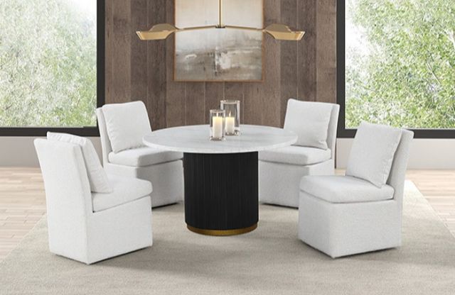 Furniture of America® Varde 5-Piece Black/White Round Dining Table Set-0