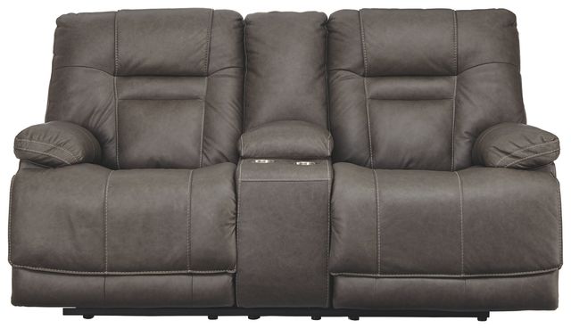 Signature Design by Ashley® Wurstrow 2-Piece Smoke Living Room Set with Leather Power Reclining Sofa-2