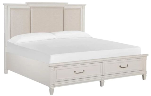 Magnussen Home® Willowbrook Egg Shell White/Natural King Upholstered Panel Storage Bed-0