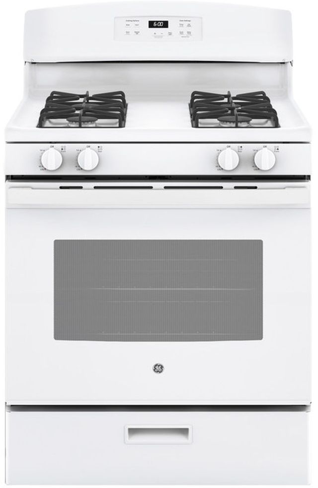 GE® 30" White Freestanding Gas Range-0