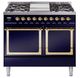 Ilve® Nostalgie II Noblesse 40'' Midnight Blue Pro Style Dual Fuel Range with Brass Trim-0