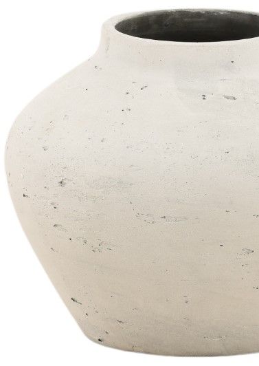 Dovetail Furniture Jocasta Antique White 9" Cement Outdoor Vase-1