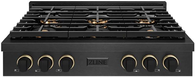 ZLINE Designer Paramount 36 " Black Satin Stainless Steel with Matte Black and Champagne Bronze Accents Gas Rangetop with 6 Burner DuoPro™ Cooktop-0