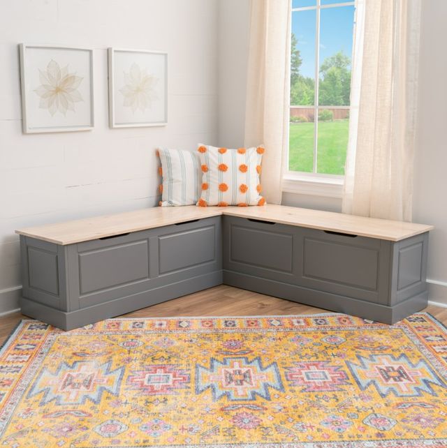 Linon Norah Gray/Maple Backless Nook Bench-1