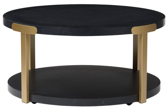 Signature Design by Ashley® Shylore 3-Piece Black Occasional Table Set with Brass Accents-5