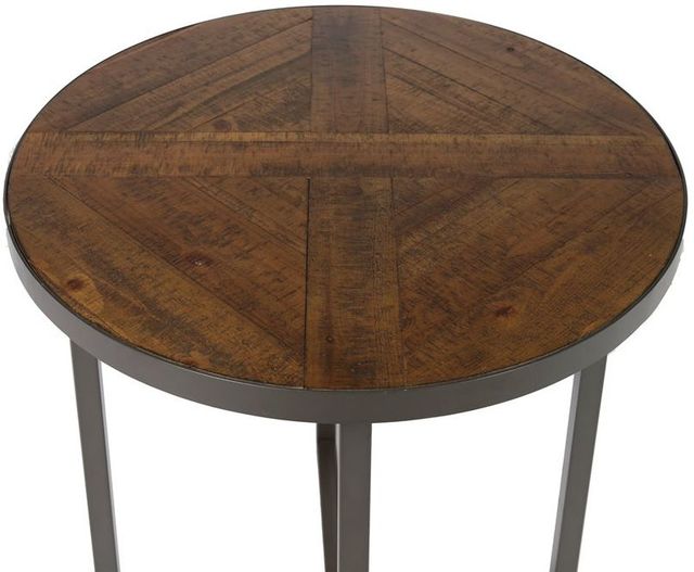 Emerald Home Denton Antique Pine Round End Table with Steel Gray Base-4