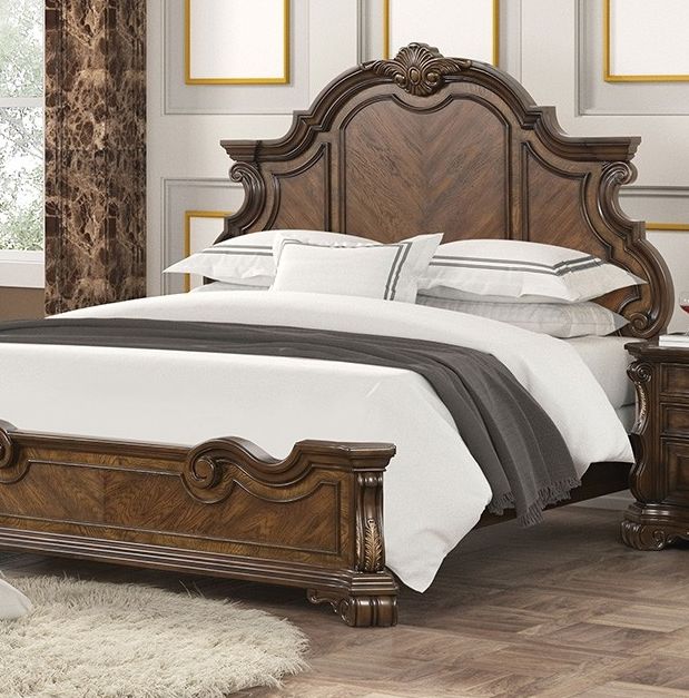 Furniture of America® Leovanni Dark Brown Wood Queen Panel Bed-1