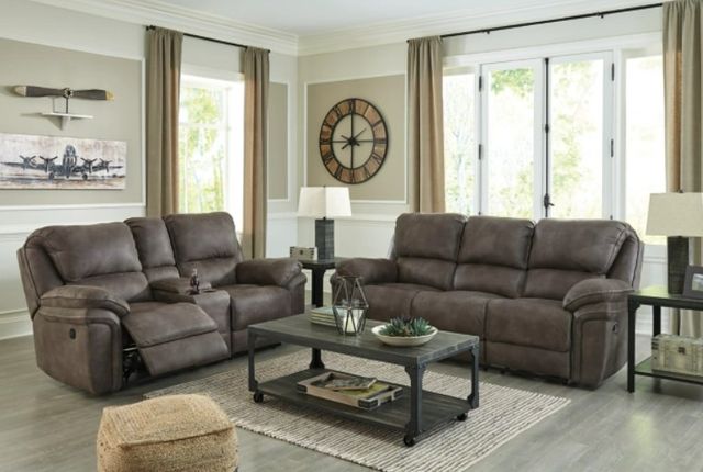 Benchcraft® Trementon 2-Piece Graphite Living Room Set with Reclining Sofa-3