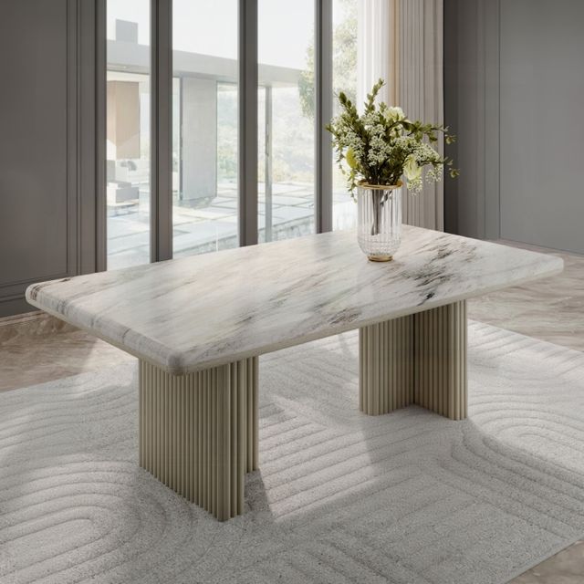 ACME Furniture Charity Natural Dining Table with Gray Oak Base-1