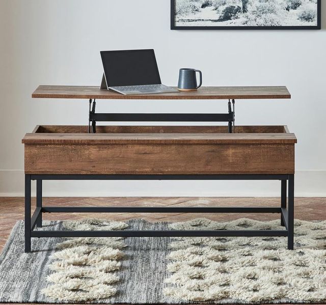 Coaster® Byers Brown Oak Lift Top Coffee Table with Sandy Black Base-1